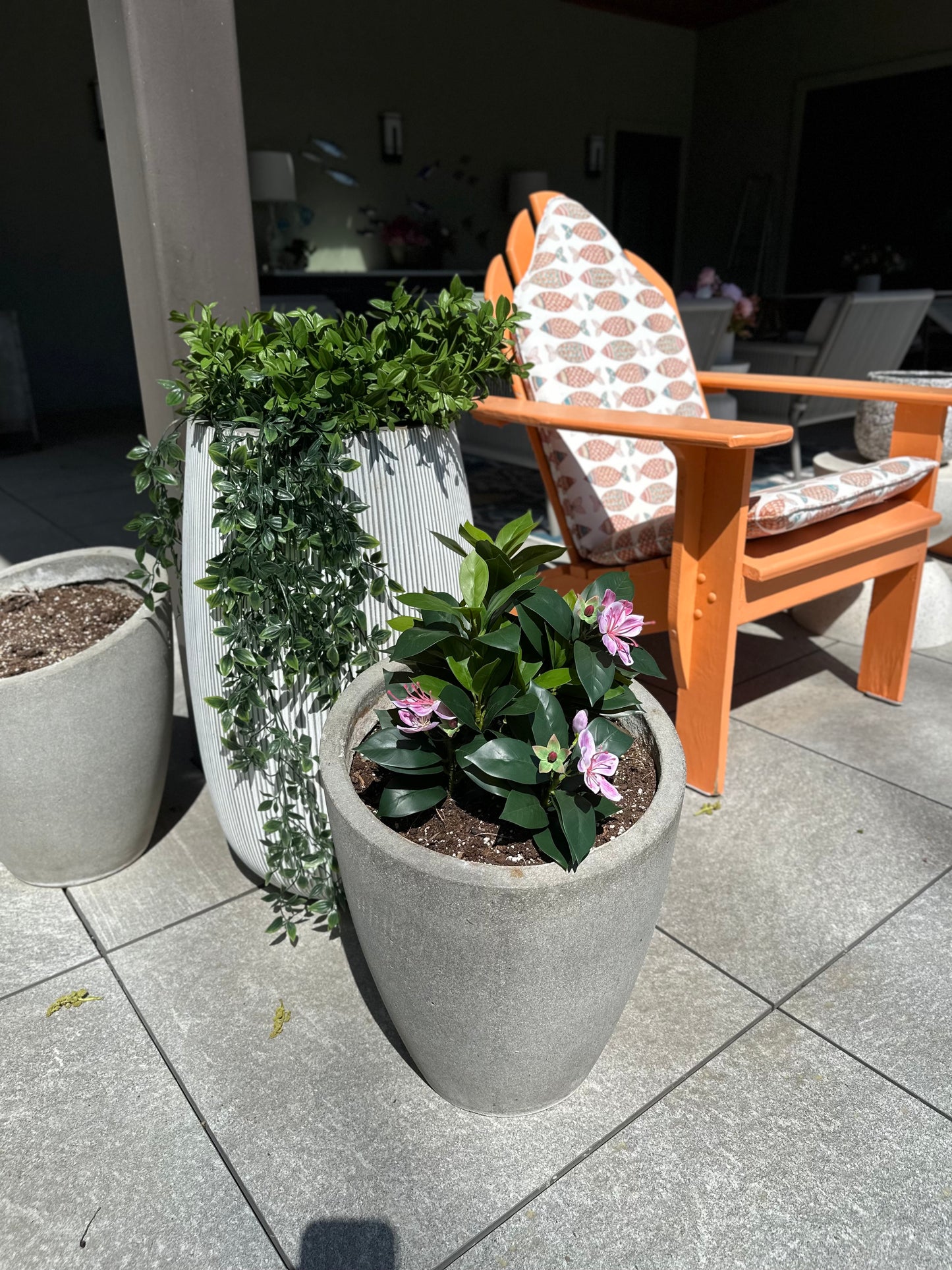 Francis - Pacific Rhododendron Artificial Indoor Plant in Cement Vase