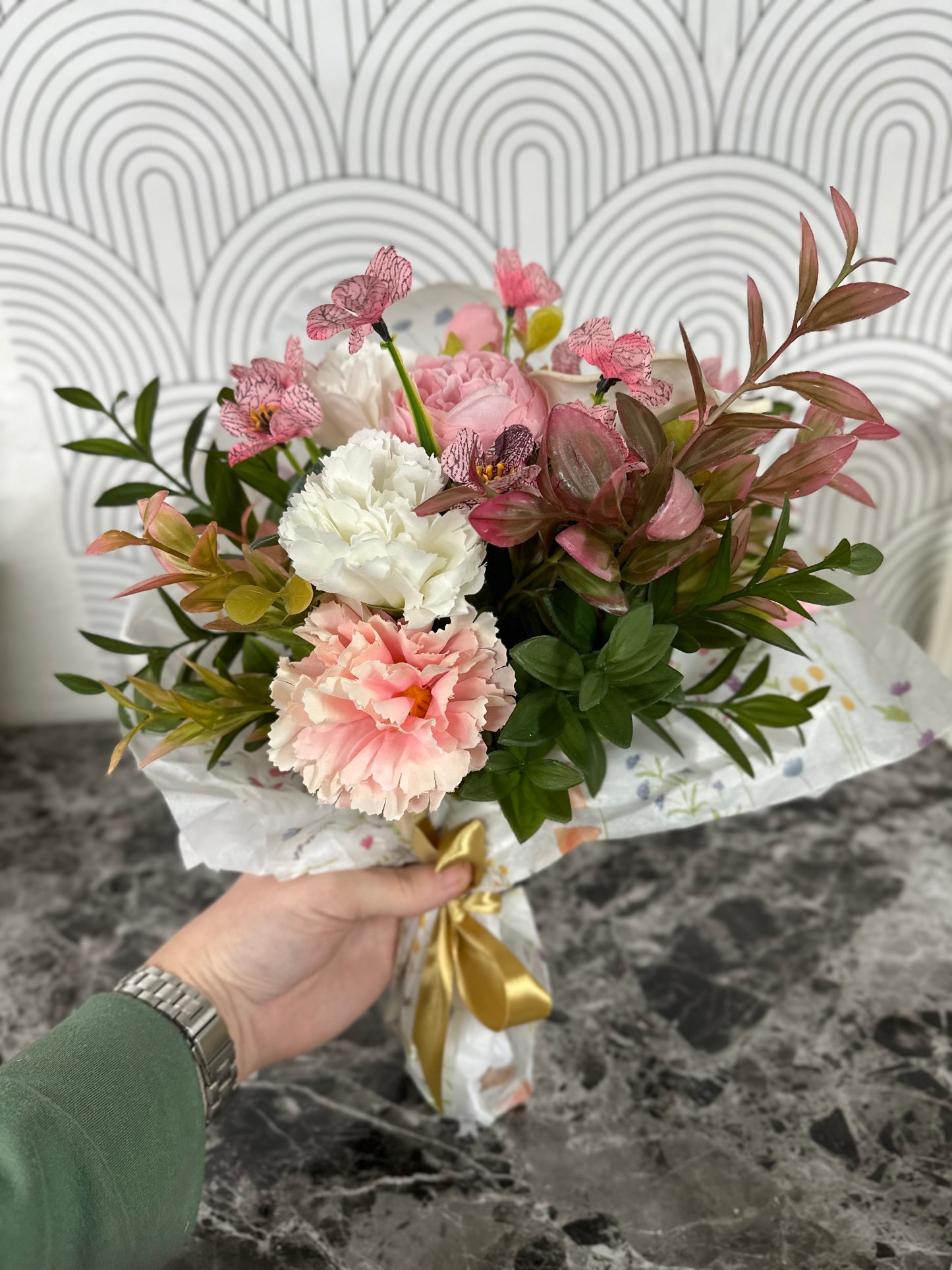 Handmade Artificial Forever Floral Arrangement - versatile timeless beauty