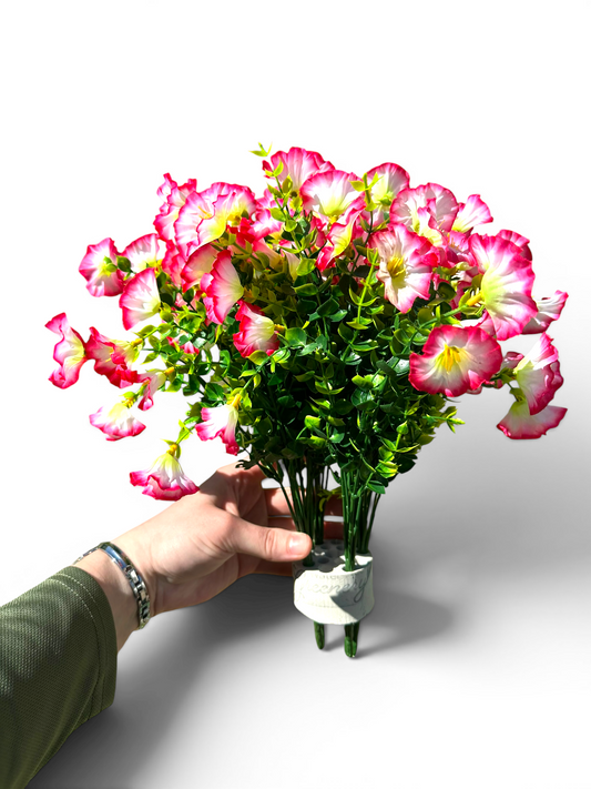 Plantable Everlasting Petunia Blooms: UV-Protected Artificial Landscape Flowers with Patent-Pending Planting Core