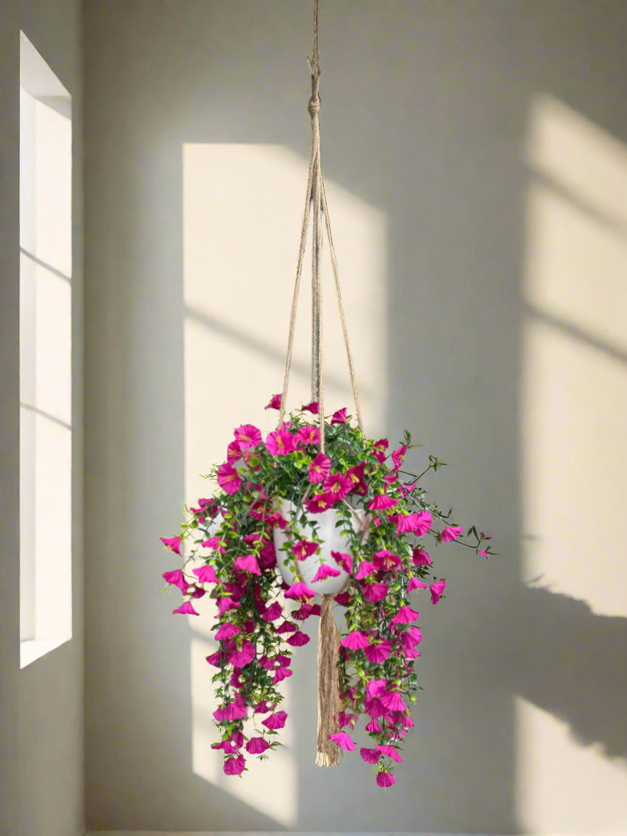 Gloria - Hanging Basket Indoor/Outdoor Fake Flower Arrangement