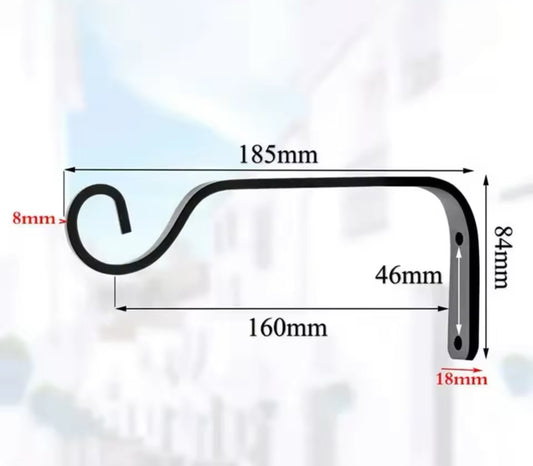 Wall-Mounted Metal Plant Hook – 7.3” Black Iron Hanger for Macramé or Baskets