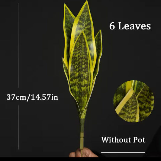 Artificial Snake Plant – 6 Leaf Sansevieria Stem (14.5” Tall) – No pot included