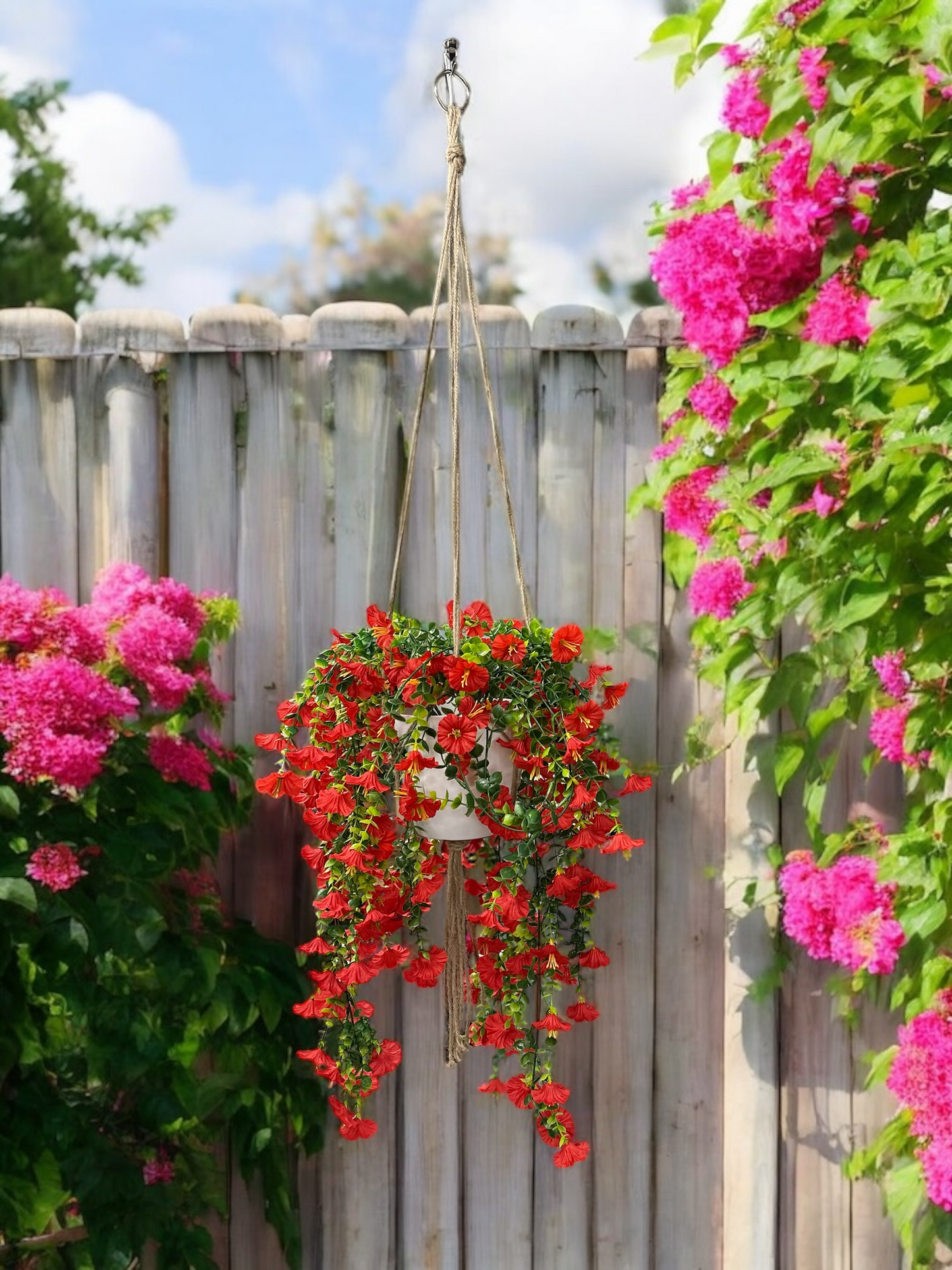 Gloria - Hanging Basket Indoor/Outdoor Fake Flower Arrangement
