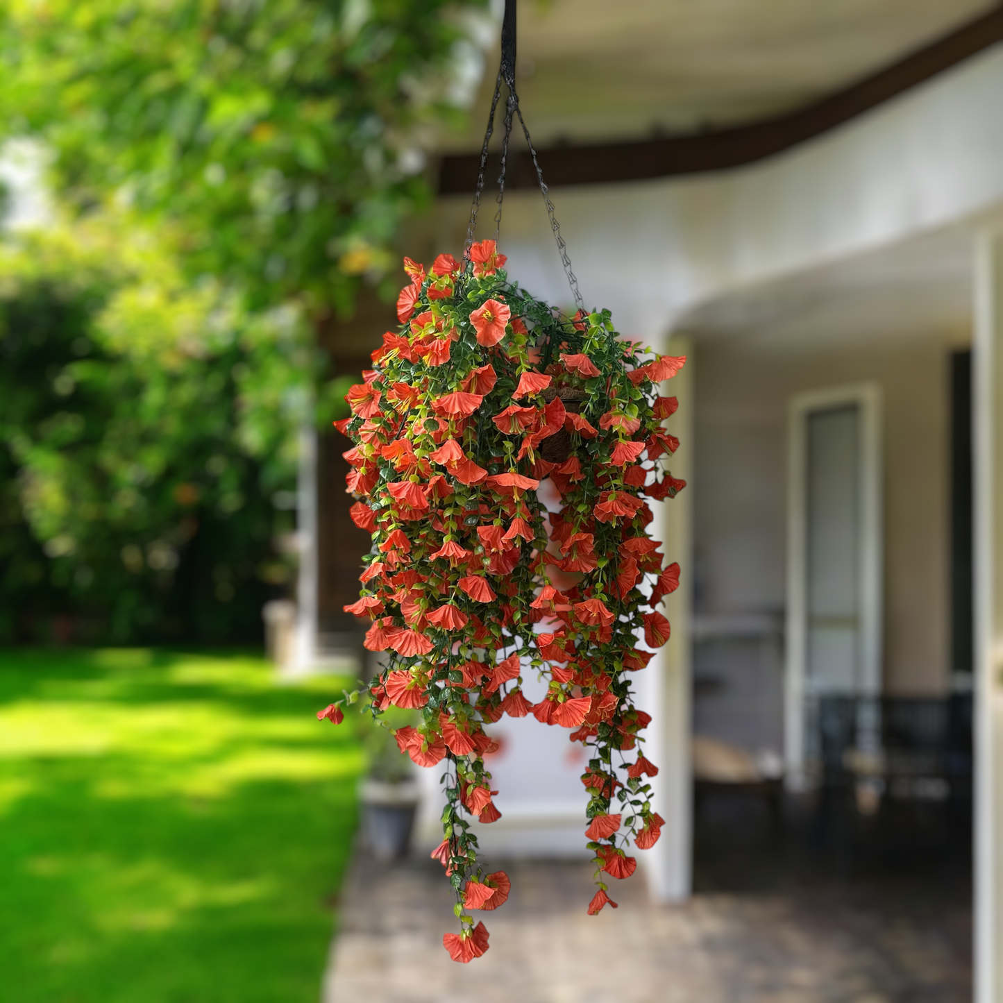 Gloria - Hanging Basket Indoor/Outdoor Fake Flower Arrangement
