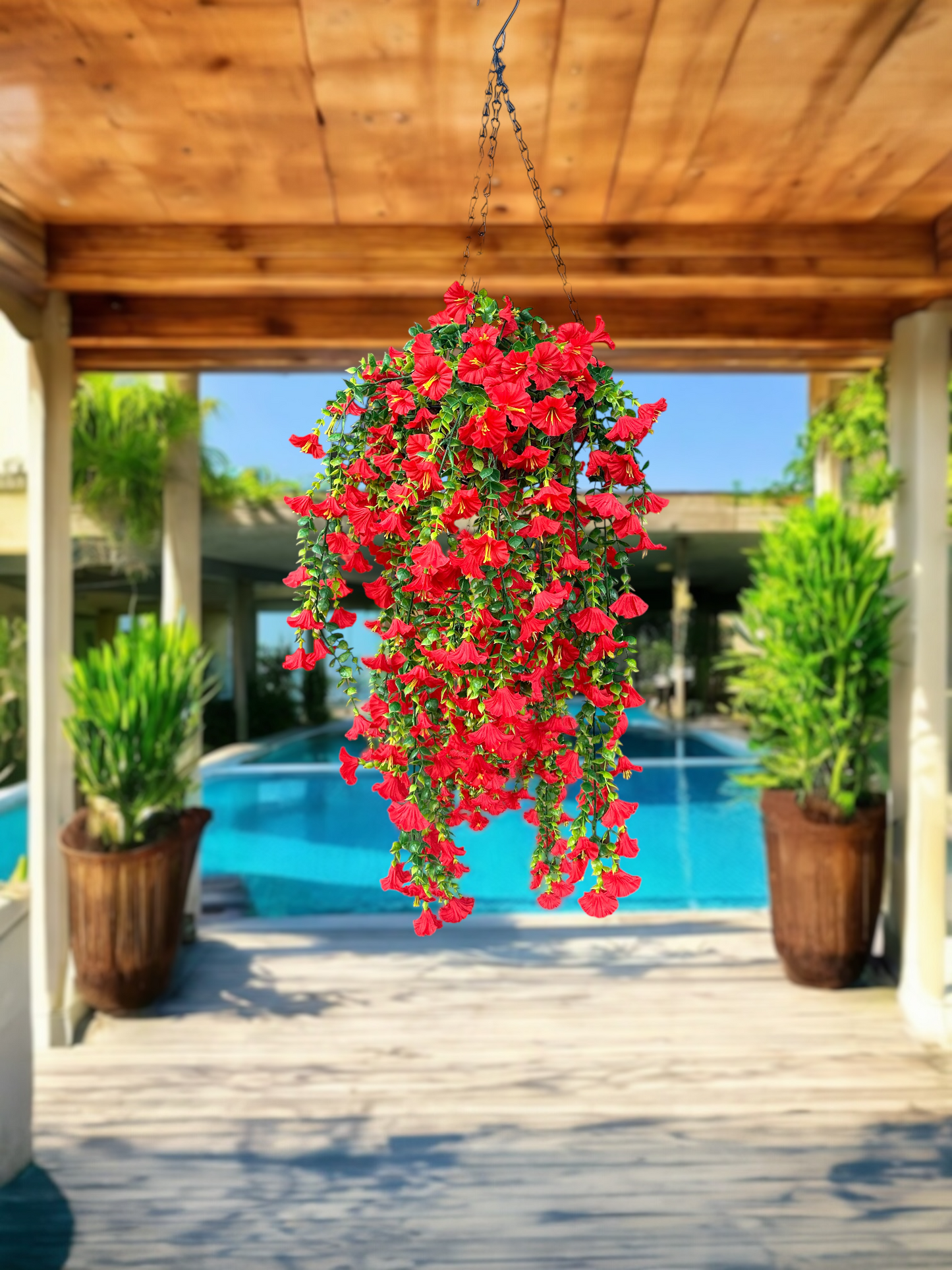 Gloria - Hanging Basket Indoor/Outdoor Fake Flower Arrangement
