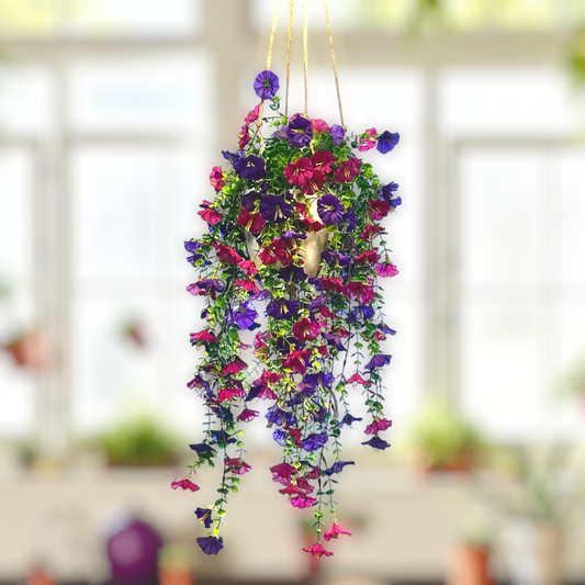 Gloria - Hanging Basket Indoor/Outdoor Fake Flower Arrangement