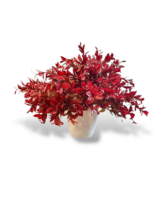 Artificial Vanilla Plant in Dark Red for outdoor greenery, fake foliage, uv protected