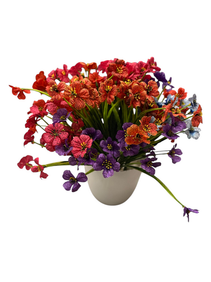 Maribel Faux Wildflower Arrangement – Red, Pink, Blue, Purple & Orange | Mother’s Day Gift | Indoor/Outdoor Artificial Flowers