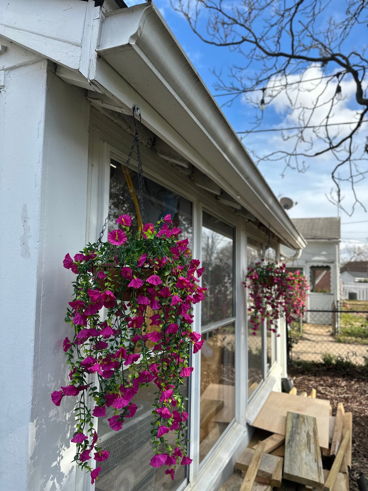 Gloria - Hanging Basket Indoor/Outdoor Fake Flower Arrangement
