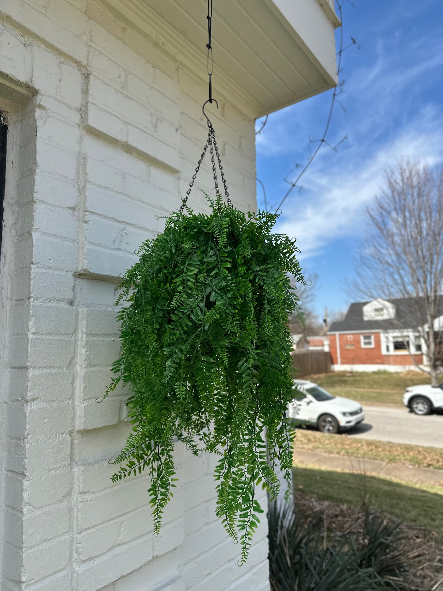 Artificial Hanging Boston Fern – Metal Hanging Basket