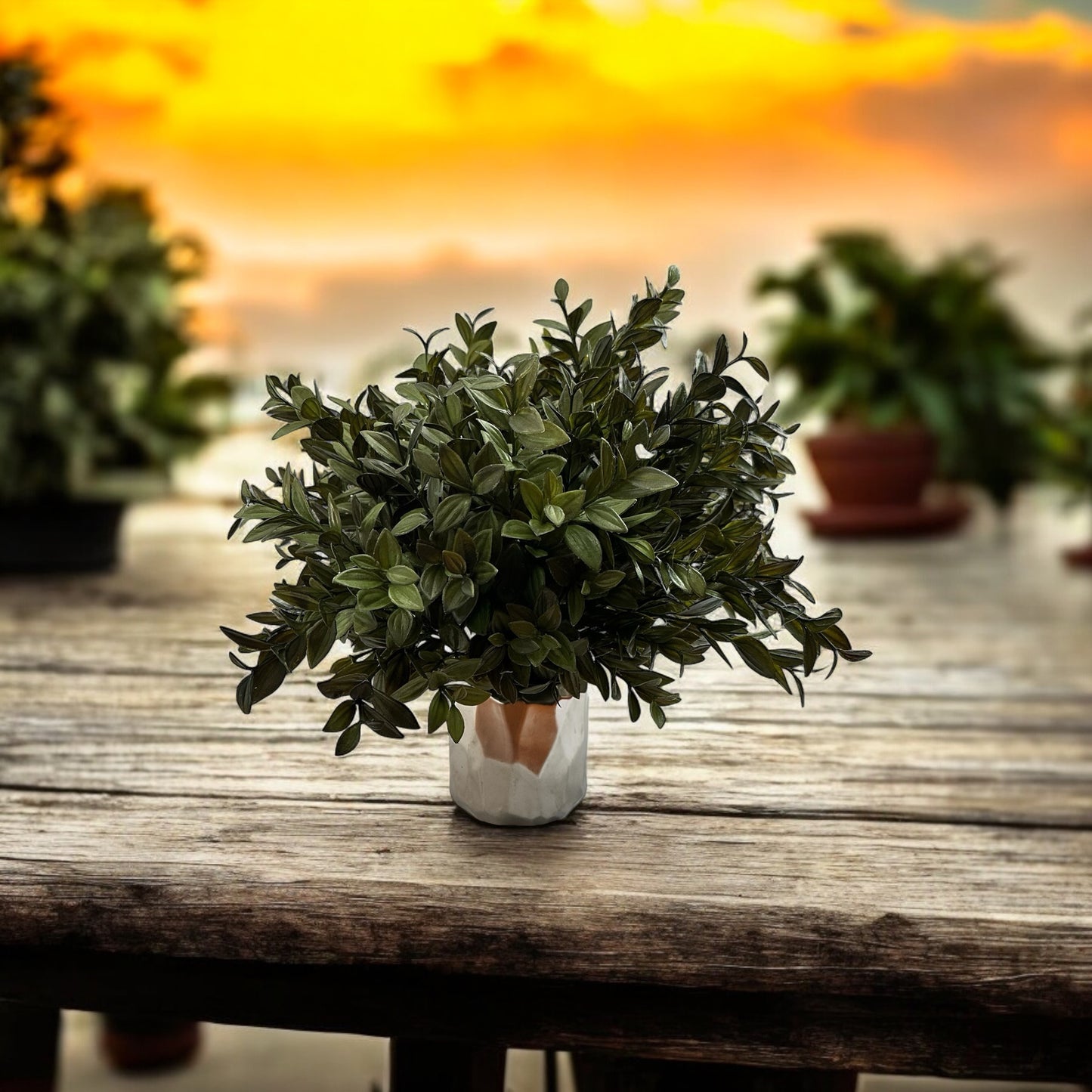 Artificial Vanilla Plant in Dark Green for outdoor greenery, fake foliage, uv protected
