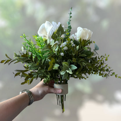 Charlotte- Green and White Floral Arrangement Fake Flowers