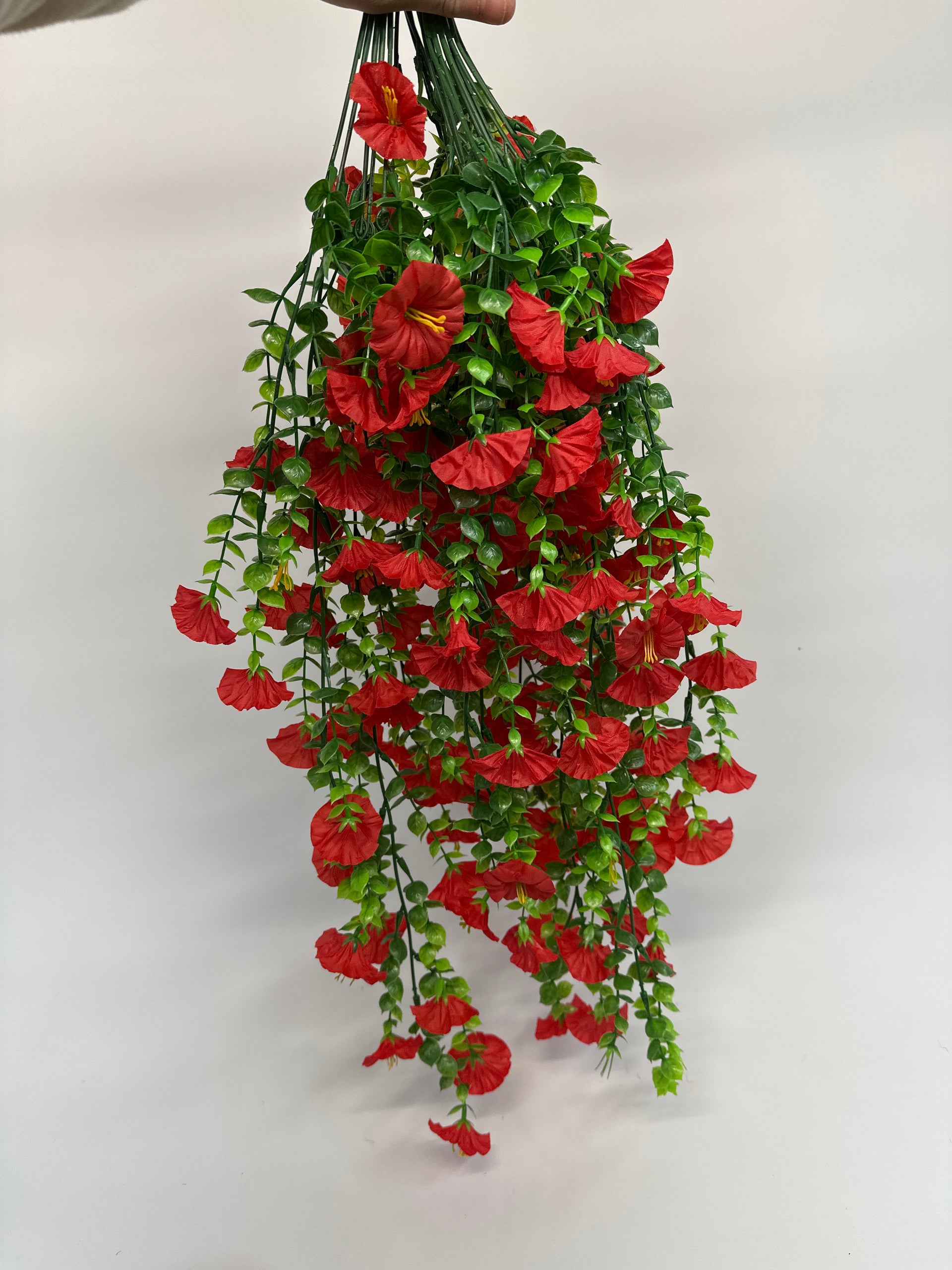 Gloria - Hanging Basket Indoor/Outdoor Fake Flower Arrangement  Water Free  Greenery