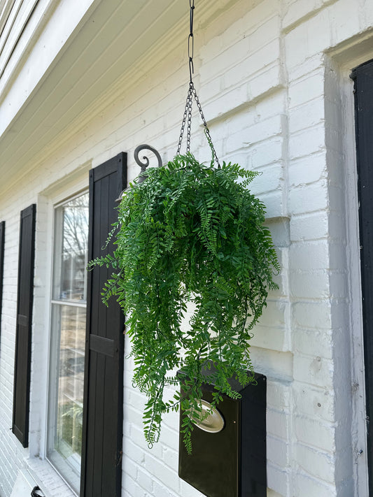 Artificial Hanging Boston Fern – Metal Hanging Basket