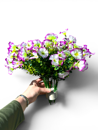 Plantable Everlasting Petunia Blooms: UV-Protected Artificial Landscape Flowers with Patent-Pending Planting Core
