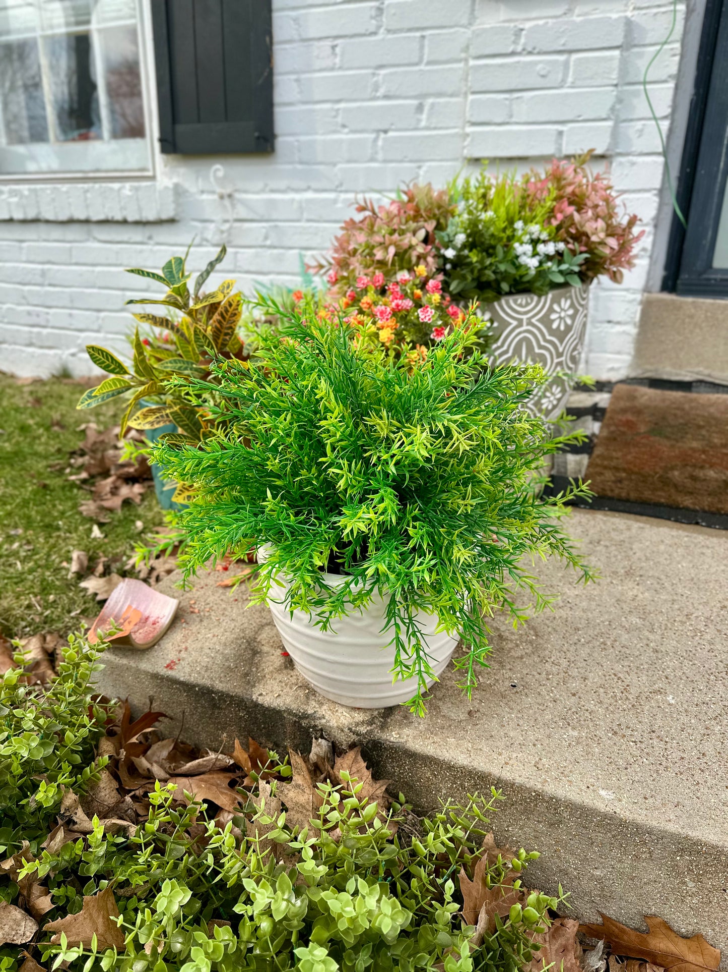Artificial Spiky Boxwood Bush Faux Greens low maintenance
