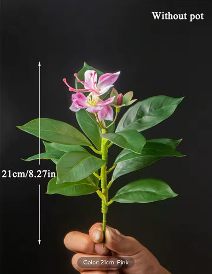 Francis - Pacific Rhododendron Artificial Indoor Plant in Cement Vase