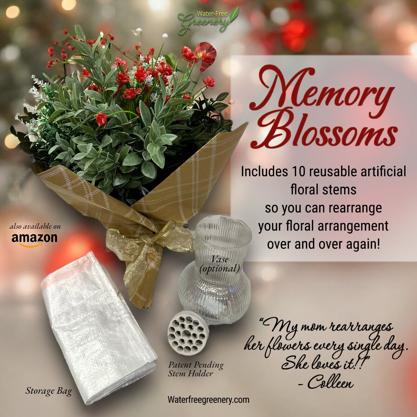 Memory Blossoms - Reusable Floral Arranging Kit Perfect Gift for Grandparents
