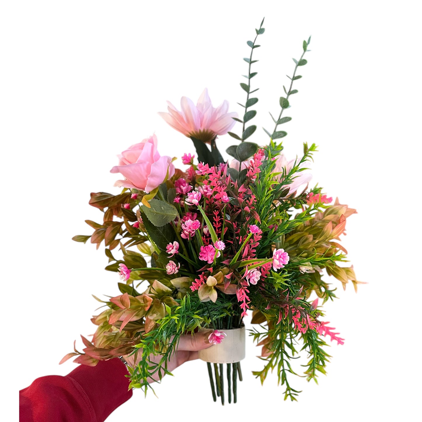 Pink & Purple Floral Arrangement Artificial Bouquet Fake Forever Flowers, Faux