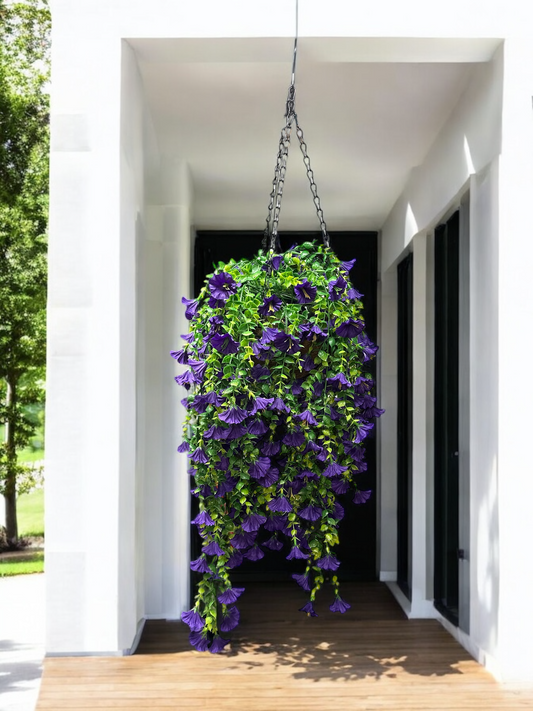 Gloria - Hanging Basket Indoor/Outdoor Fake Flower Arrangement