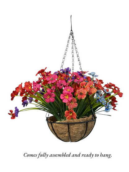 Maribel Faux Wildflower Arrangement – Red, Pink, Blue, Purple & Orange | Mother’s Day Gift | Indoor/Outdoor Artificial Flowers