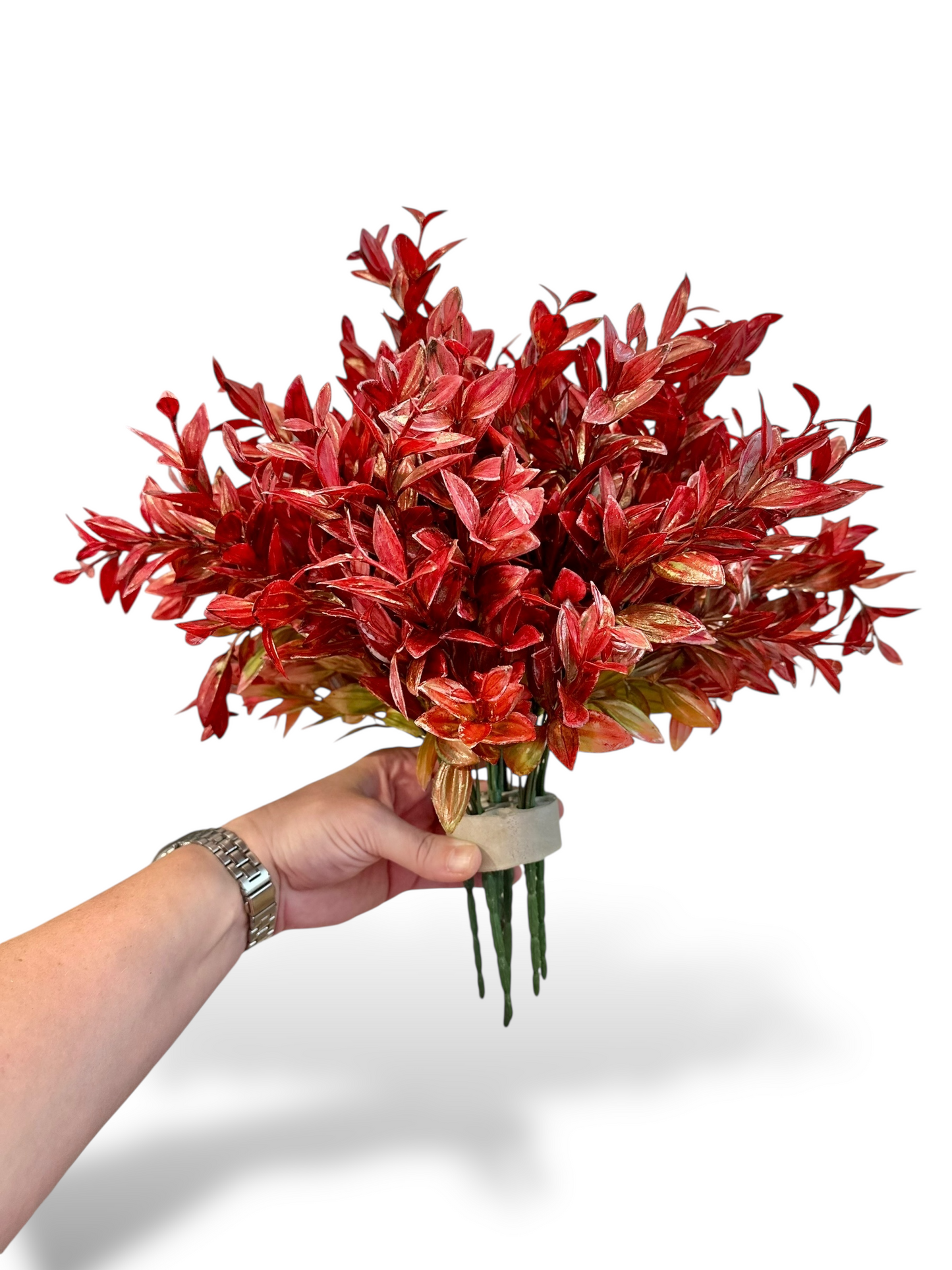 Artificial Vanilla Plant in Dark Red for outdoor greenery, fake foliage, uv protected