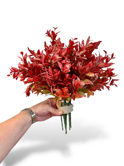 Artificial Vanilla Plant in Dark Red for outdoor greenery, fake foliage, uv protected