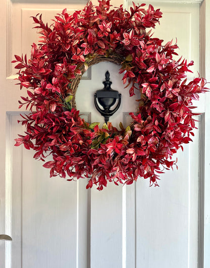 Ophelia – Artificial Crimson Foliage Wreath