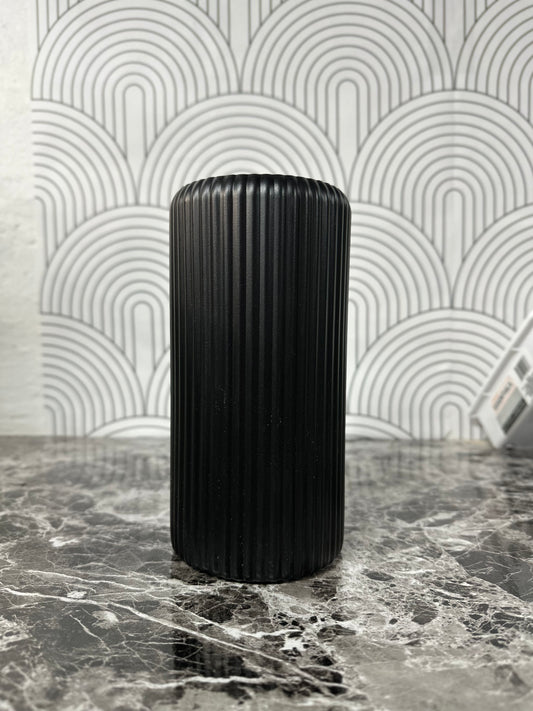 Modern Black Decorative Vase Sleek, Ceramic Look, Durable Plastic