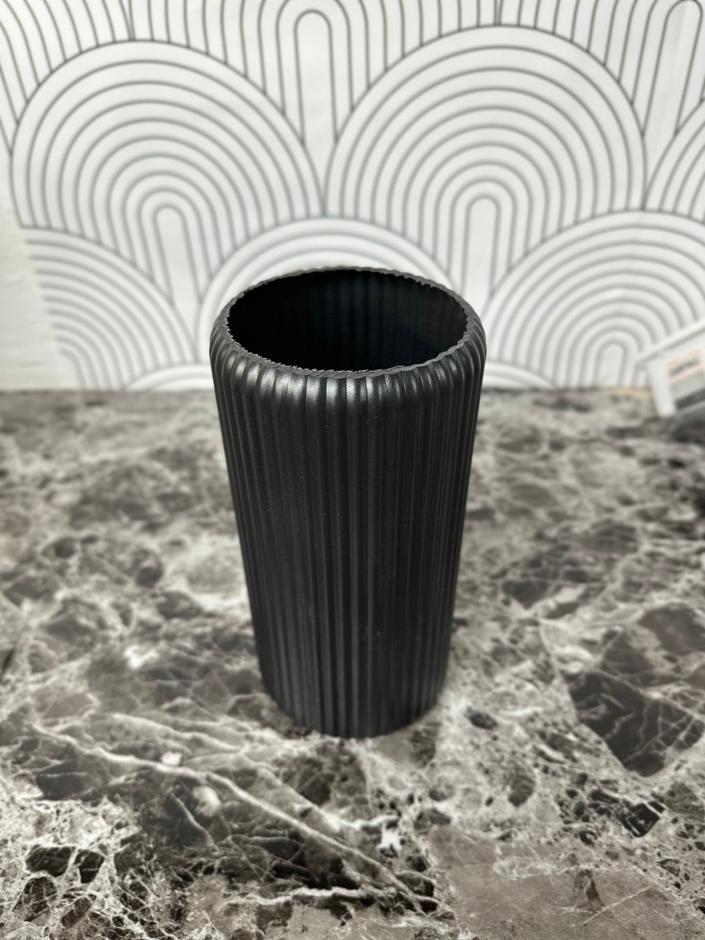 Modern Black Decorative Vase Sleek, Ceramic Look, Durable Plastic