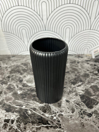 Modern Black Decorative Vase Sleek, Ceramic Look, Durable Plastic