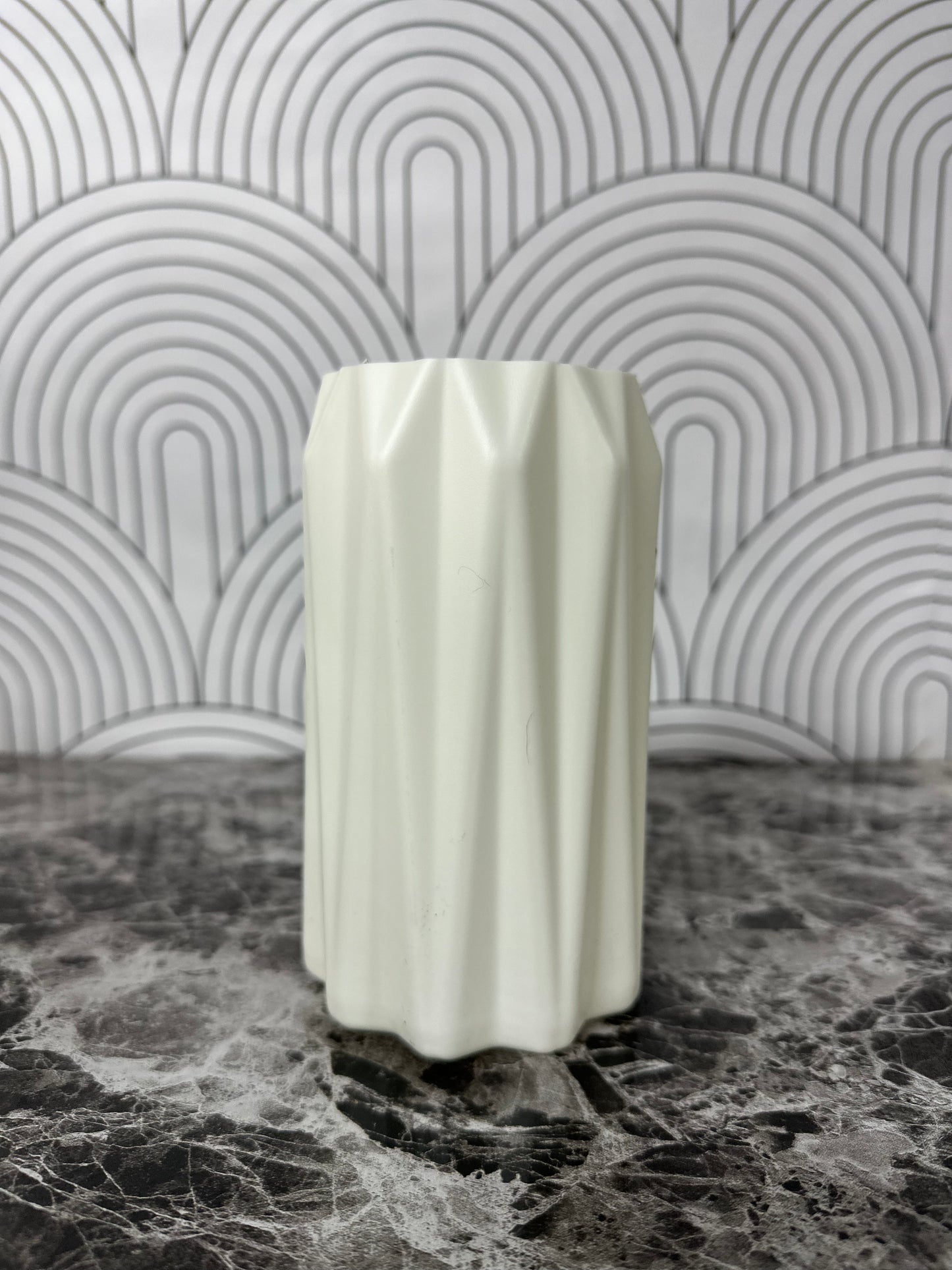 Modern White Decorative Vase - Ceramic Look, Durable Plastic, Home Decor