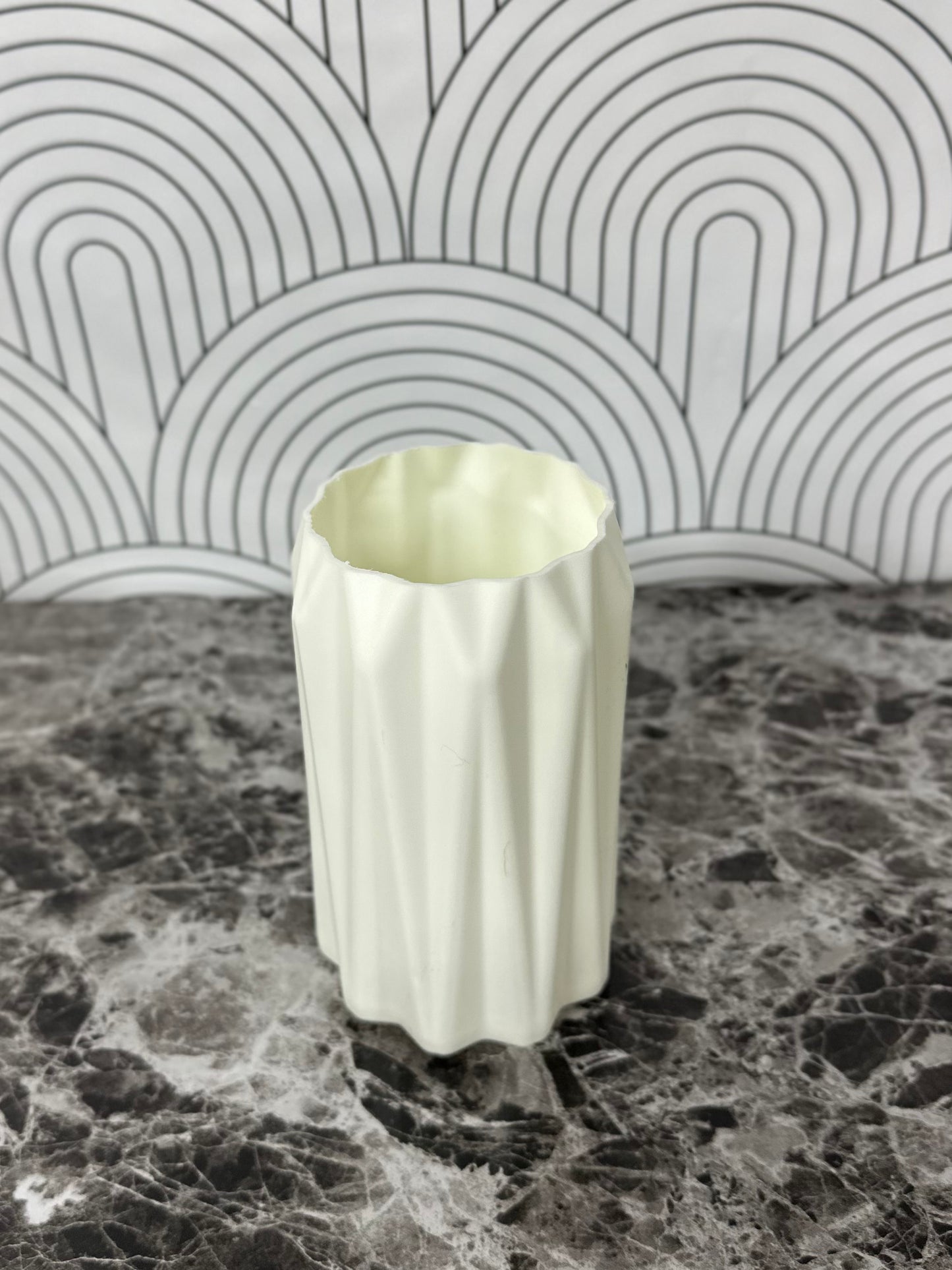 Modern White Decorative Vase - Ceramic Look, Durable Plastic, Home Decor