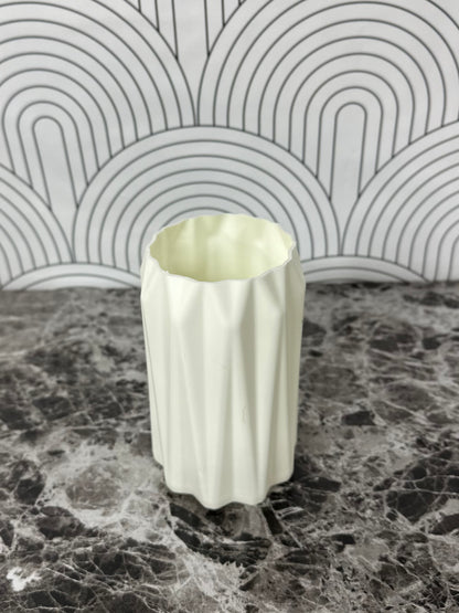 Modern White Decorative Vase - Ceramic Look, Durable Plastic, Home Decor