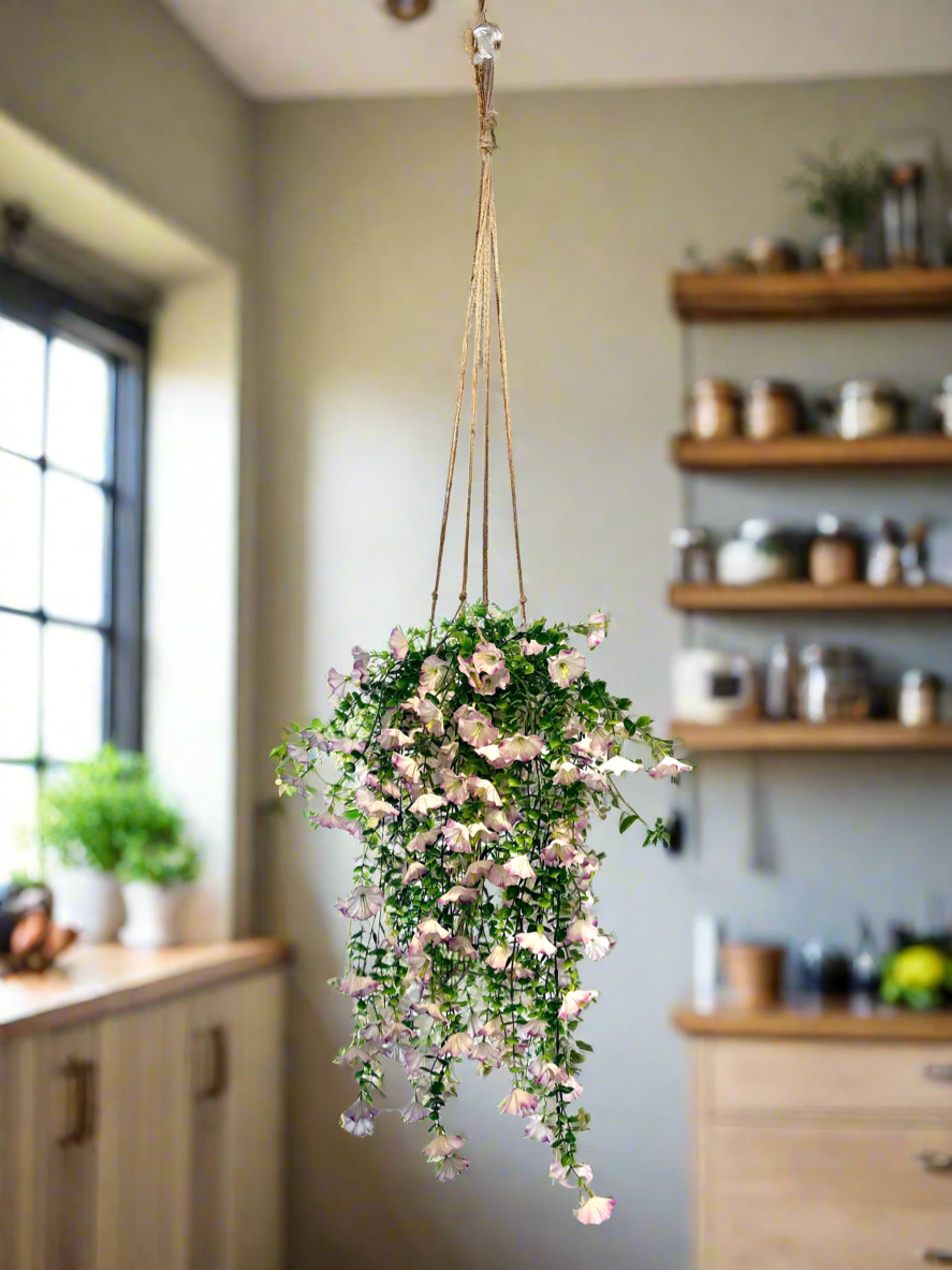 Gloria - Hanging Basket Indoor/Outdoor Fake Flower Arrangement