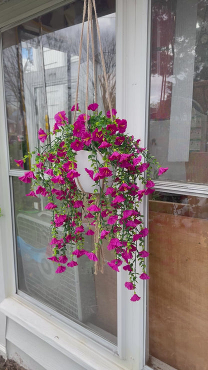 Gloria - Hanging Basket Indoor/Outdoor Fake Flower Arrangement